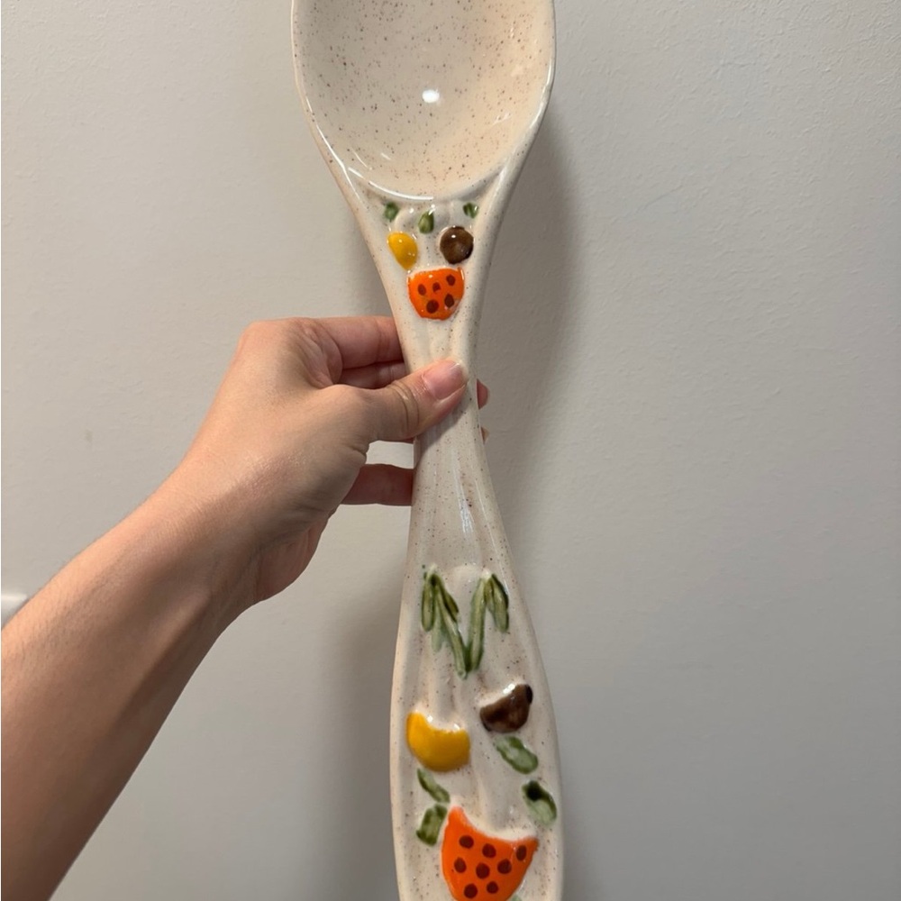 Arnell vintage Ceramic Spoon Rest with Fruit Design or wall decor